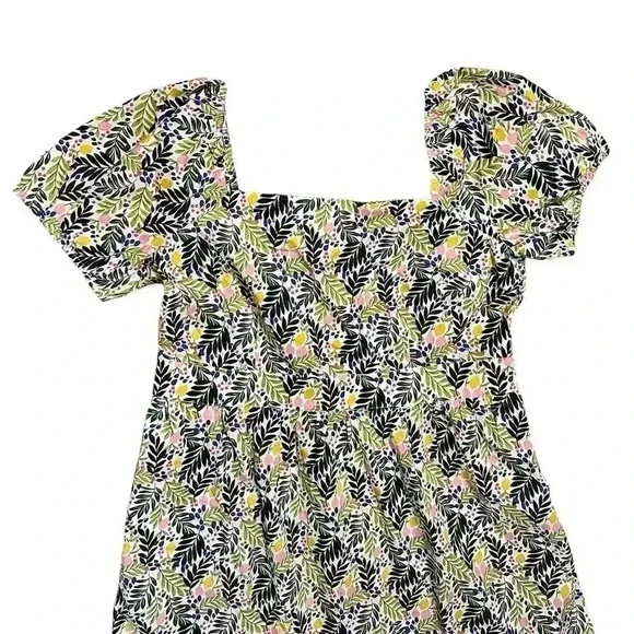 Boden Black and Yellow Square Neck Puff Sleeve Midi Sundress - Picture 2 of 5